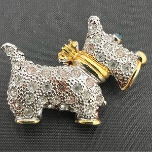 Elegant Silver and Gold tone Dog Brooch Scottie Terrier